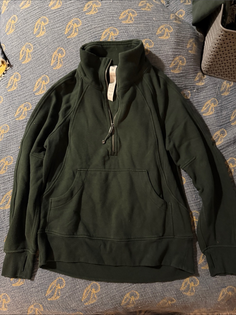 lululemon athletica Dark Green Half-Zip Cowl Pullover
